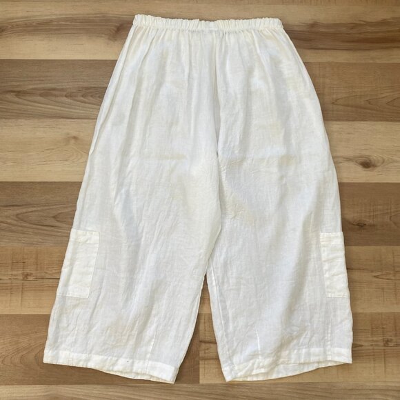 Bryn Walker Womens White 100% Linen Casbah Ultra Wide Leg Pull-On Pants Size 2XL - Picture 2 of 9
